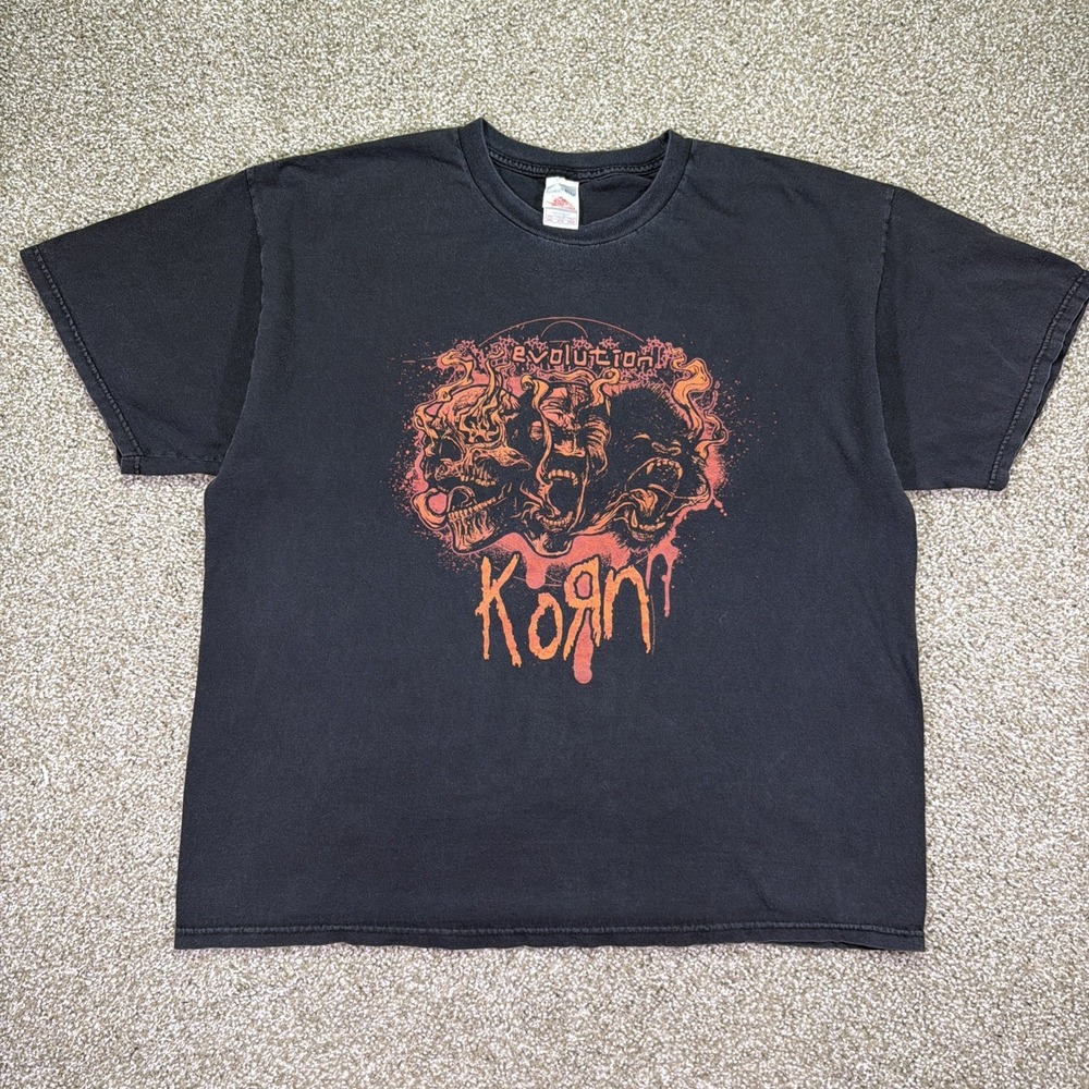 Vintage Korn Band Tee 2XL Evolution Tour 2007 Black Excellent Grunge Rock